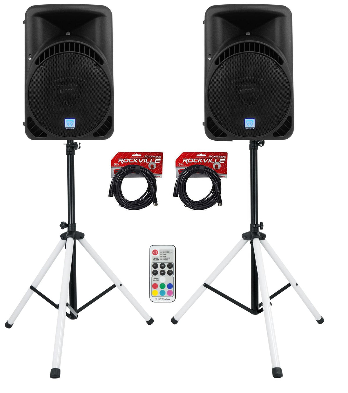 12-Inch Powered PA Speakers 2-Pack with LED Stands Y1105