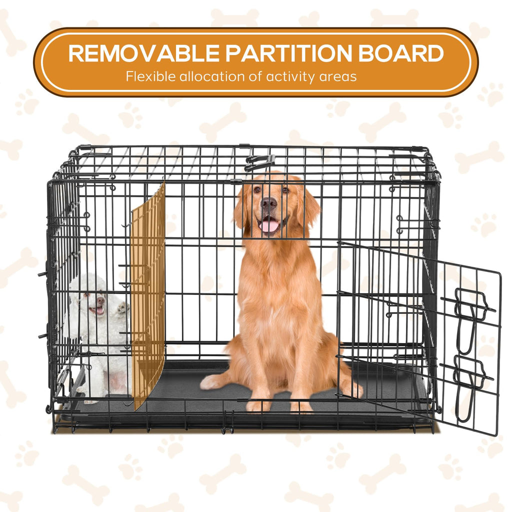 48 Inch Extra Large Folding Dog Crate with Divider Panel X38634