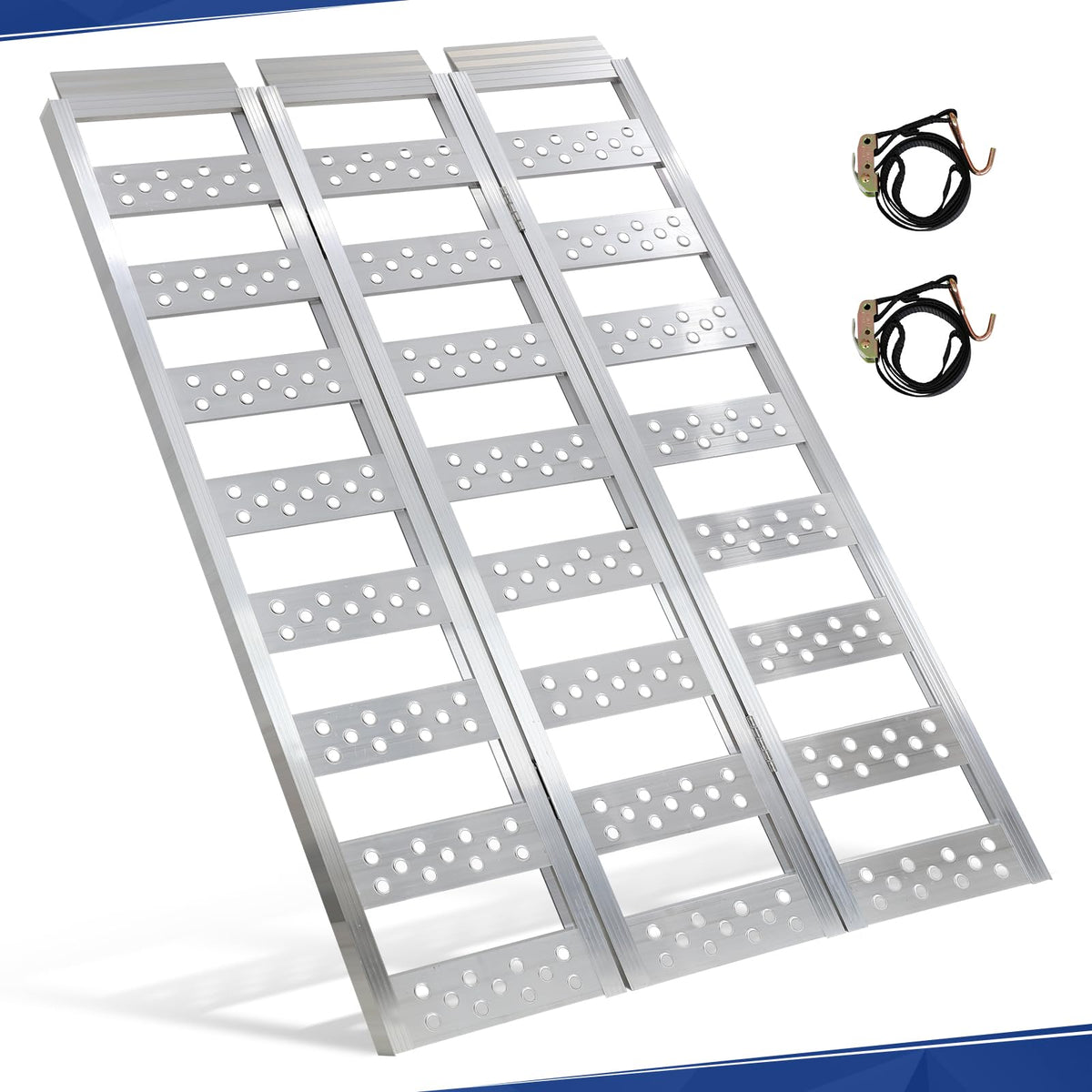 Full Width Aluminum Tri-Fold Loading Ramps with Treads J26669