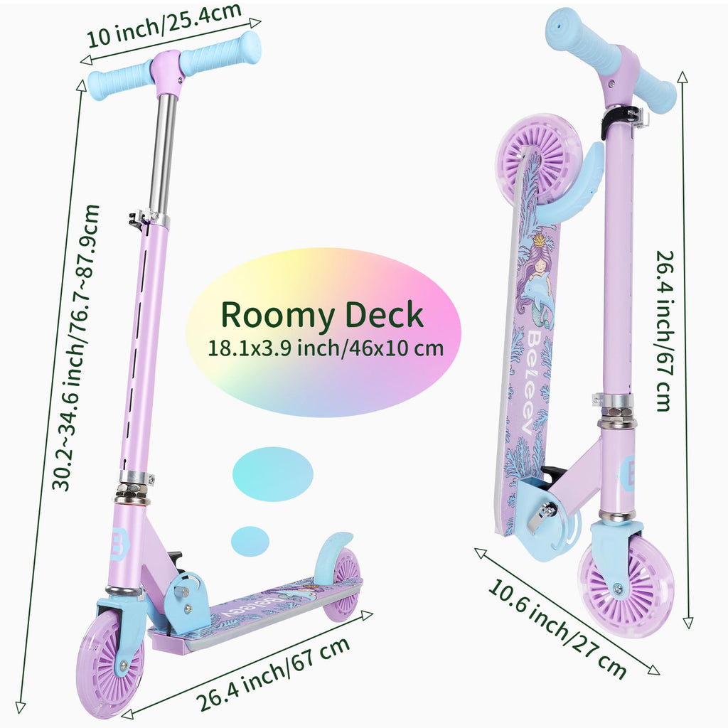 2 Wheel Folding Lightweight Kick Scooter with Light-Up Wheels M6682
