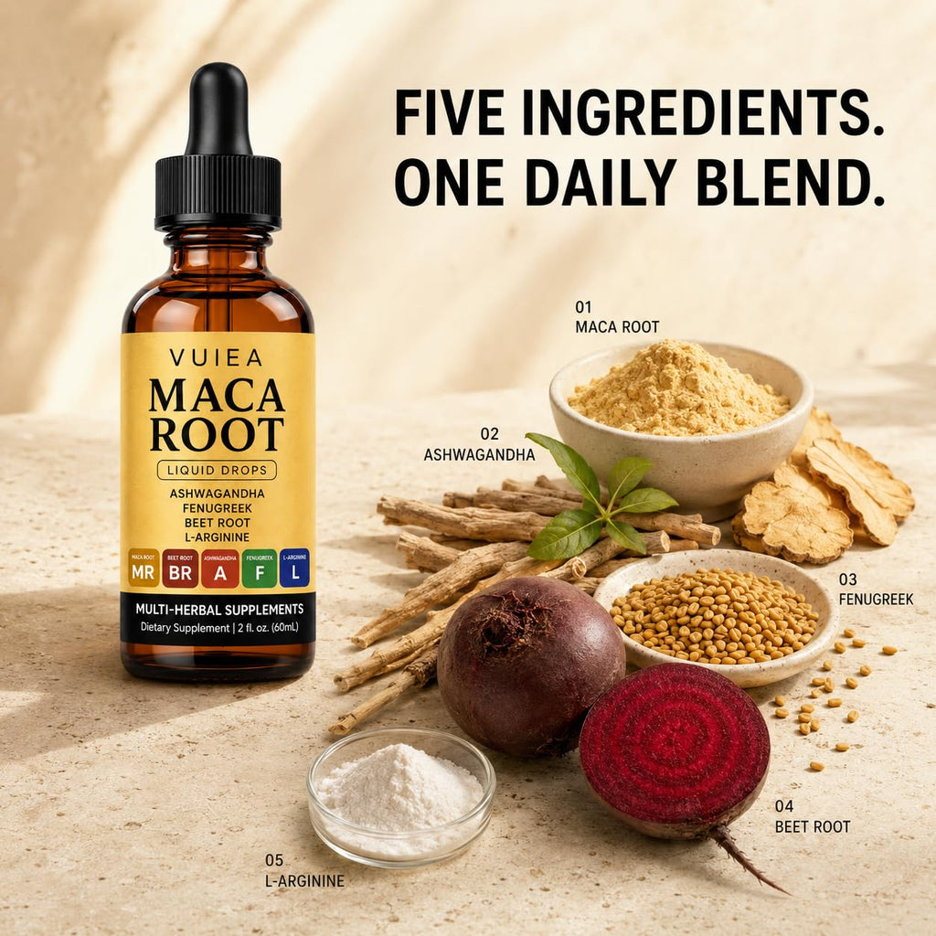 Maca Root Drops 5-in-1 Herbal Supplement 2 Fl Oz S286