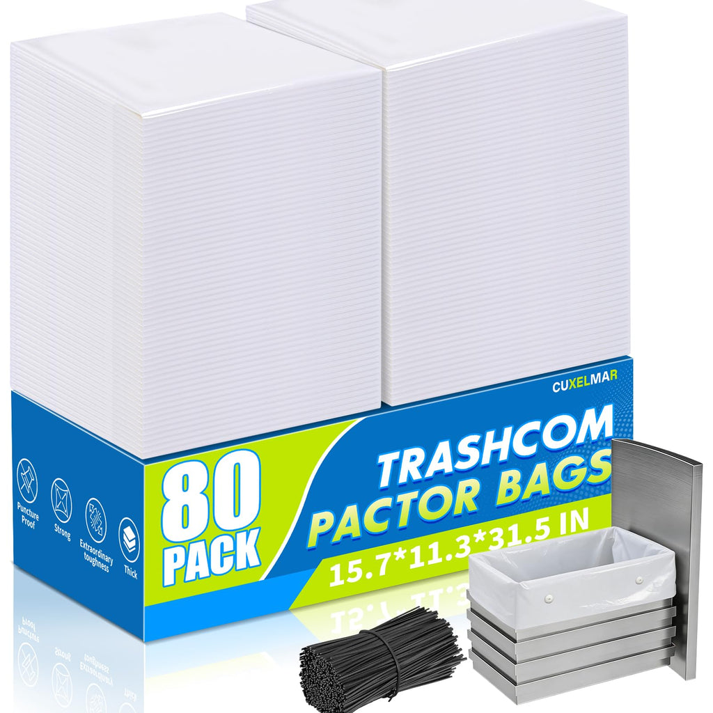 80-pack 2.6 mils White Trash Compactor Bags with Twist Ties D3226