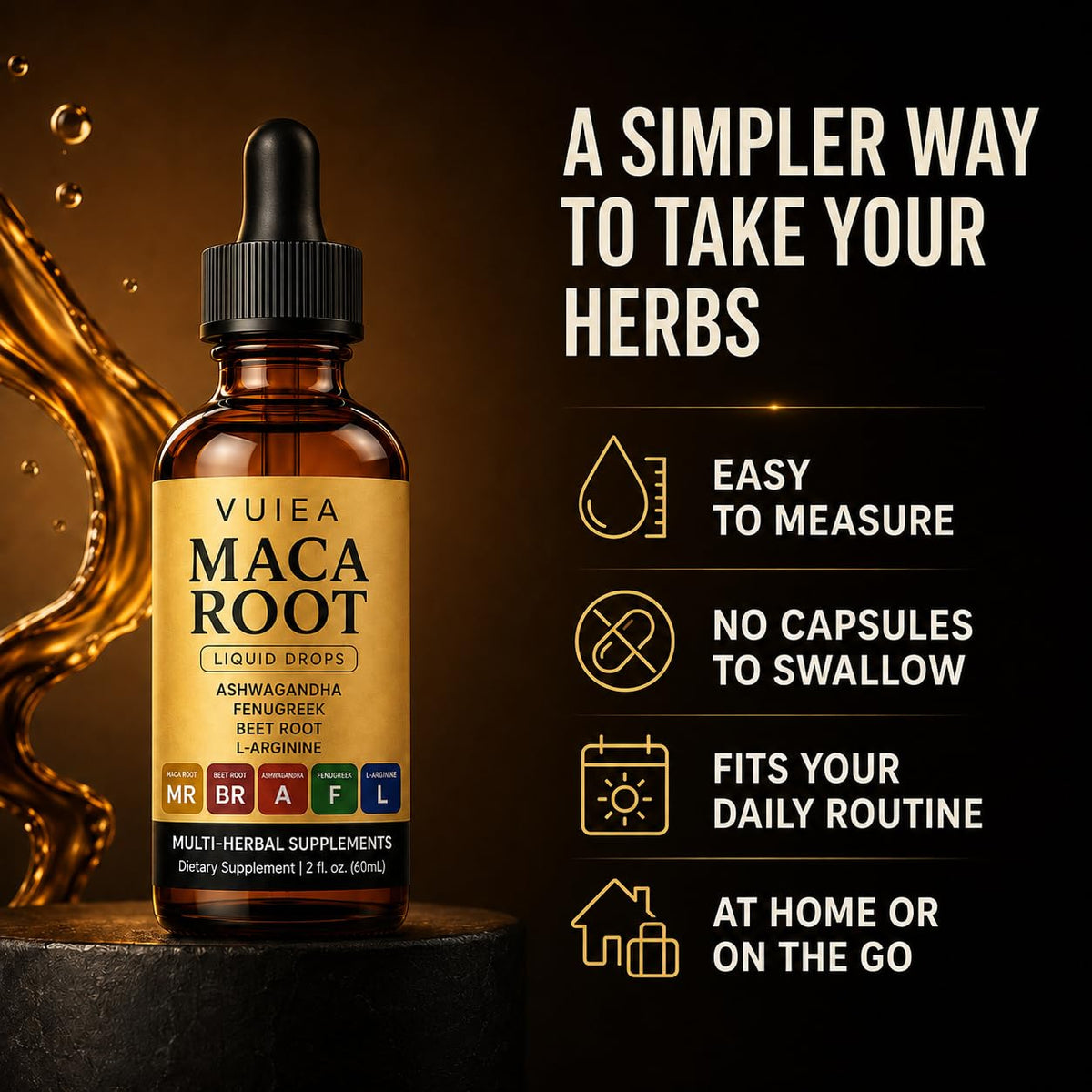 Maca Root Drops 5-in-1 Herbal Supplement 2 Fl Oz S286