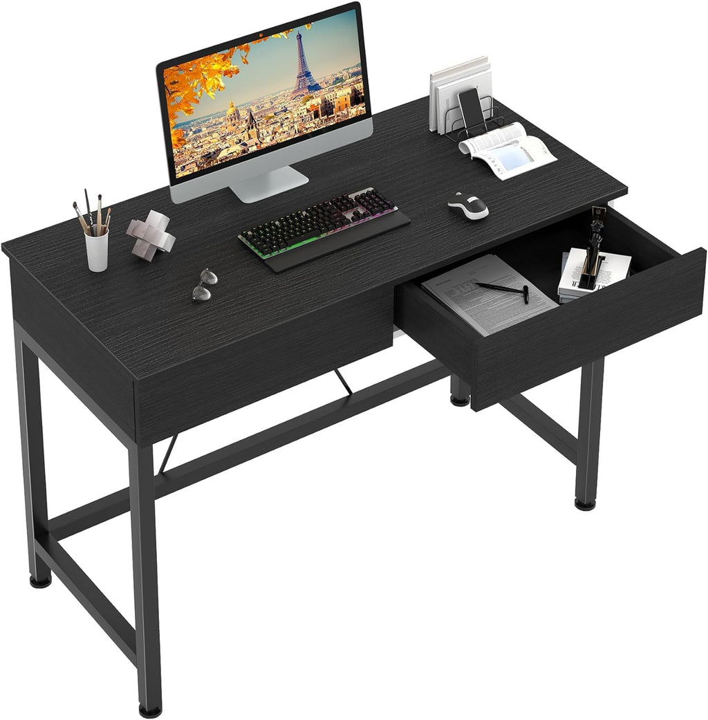 Black Wooden Computer Desk with Drawers B89264