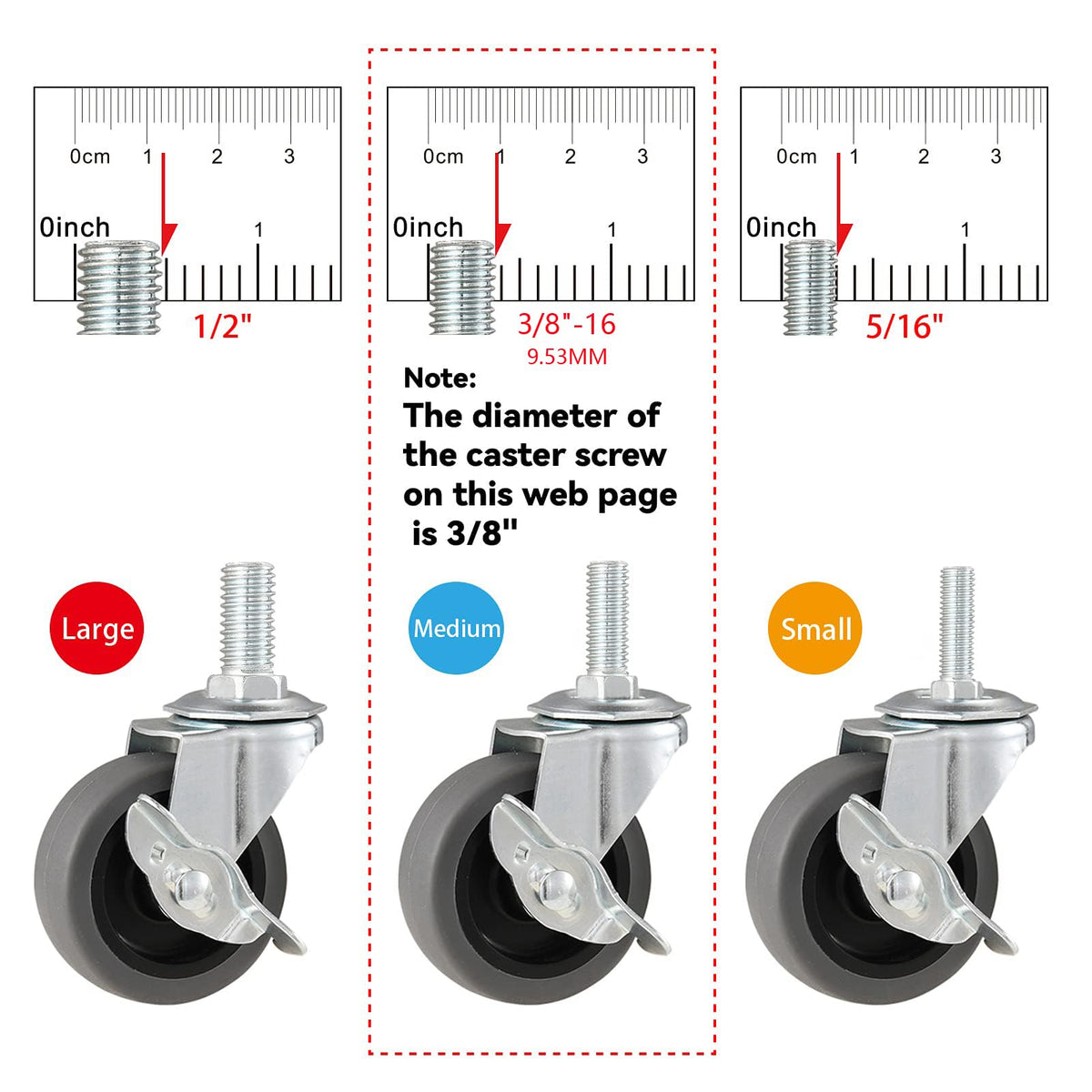 3" Locking Swivel Threaded Stem Casters Set of 4 L641208