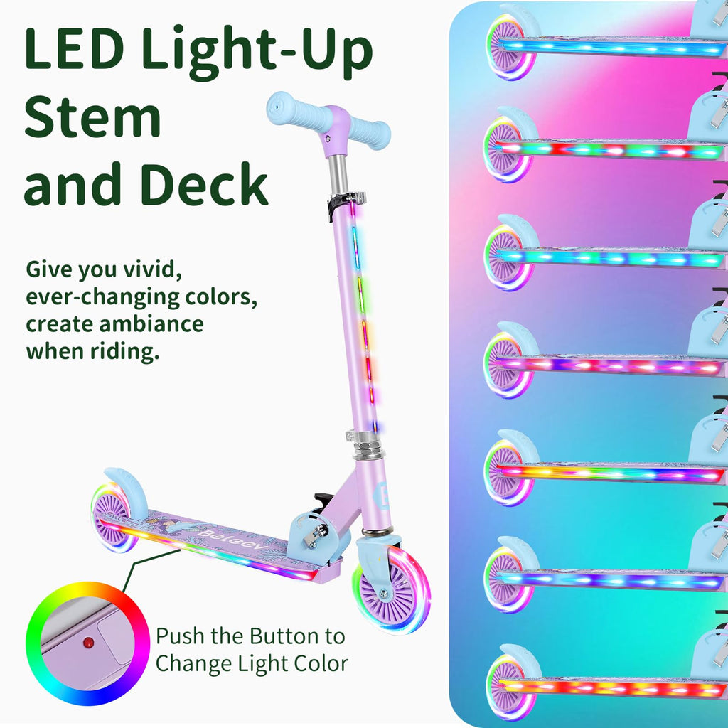 2 Wheel Folding Lightweight Kick Scooter with Light-Up Wheels M6682