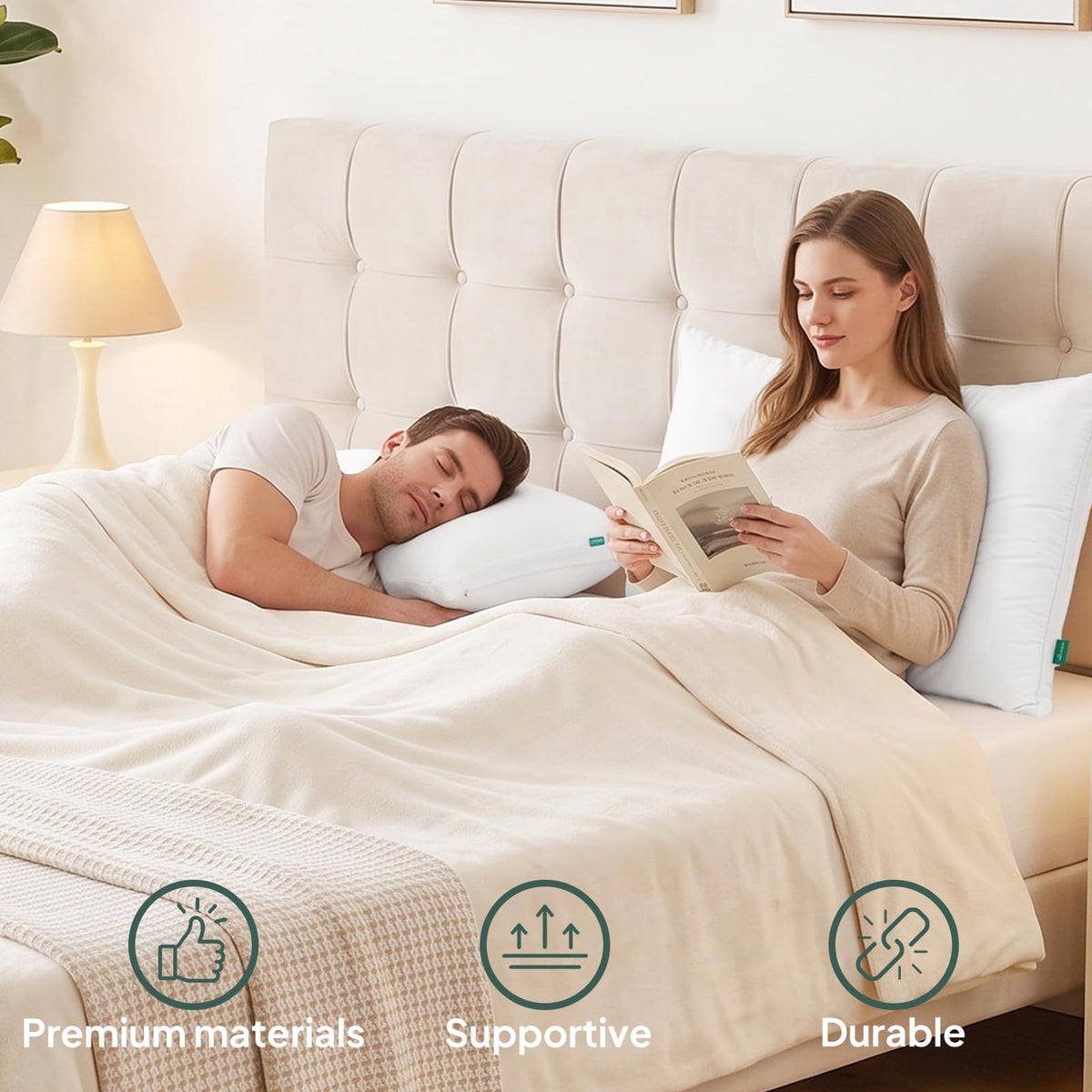 King Size Set of 2 Adjustable Memory Foam Bed Pillows R530412