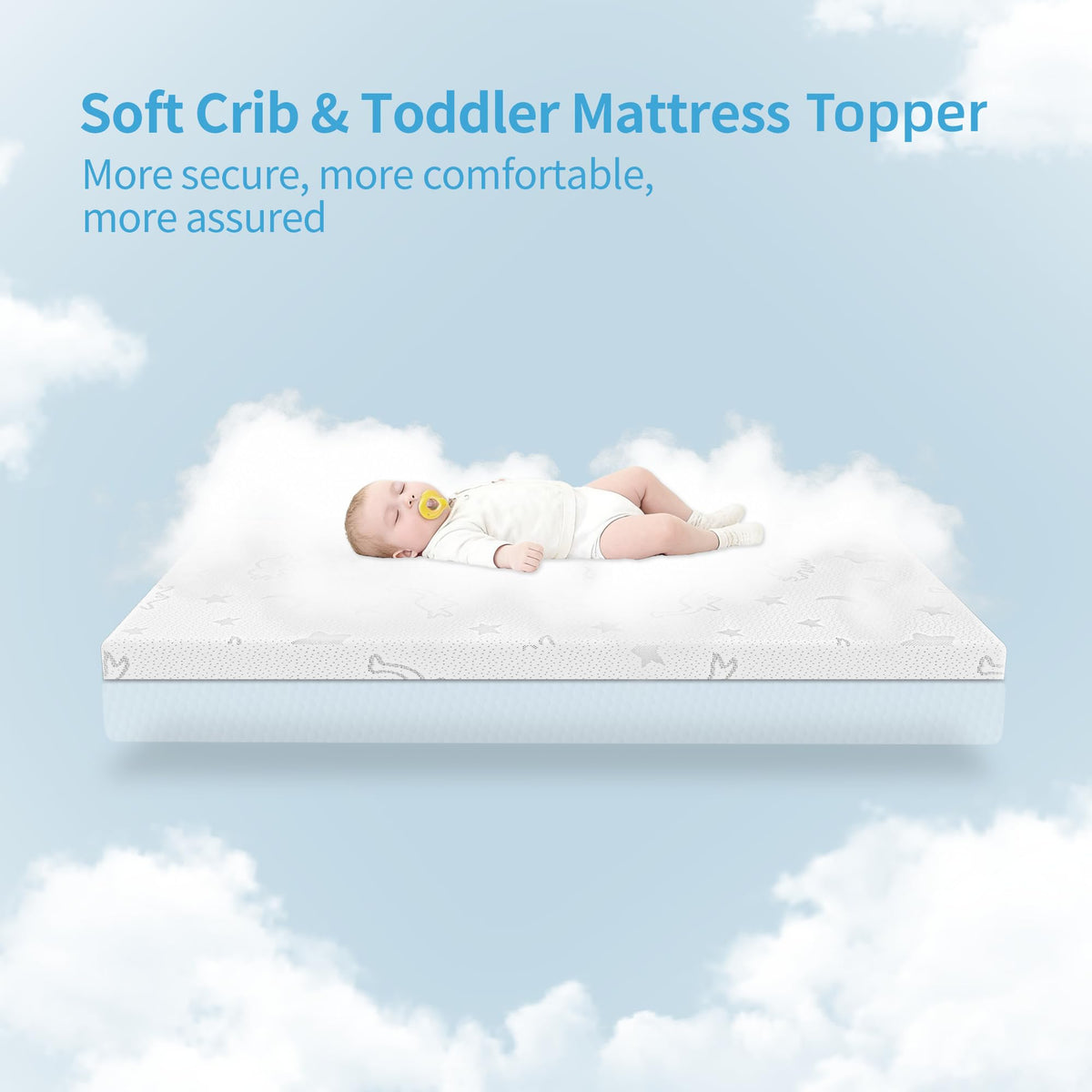 2" High Density Foam Crib Mattress Topper with Waterproof Washable Cover D941336