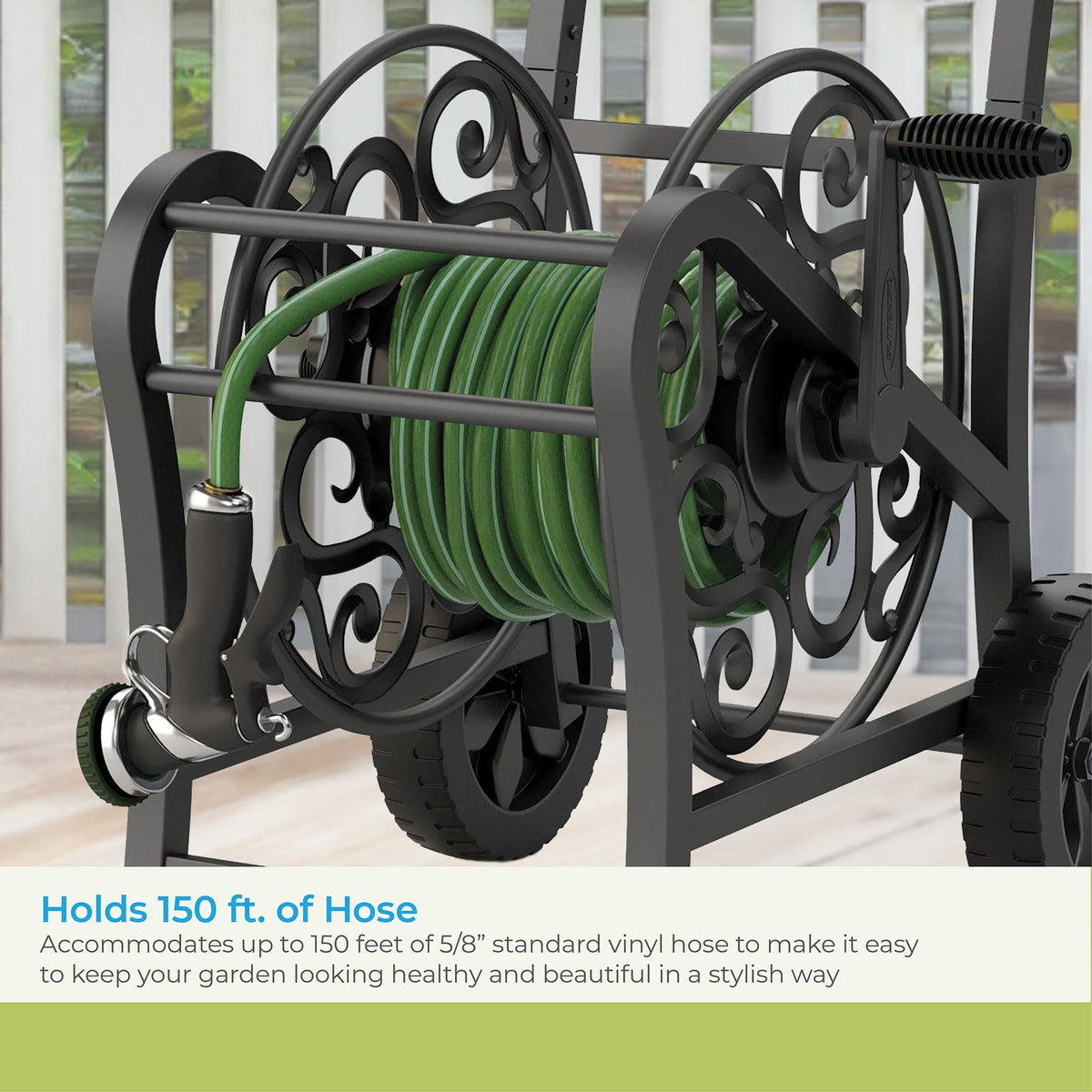 Metal 150' Hose Cart with Flat-Free Wheels K868609