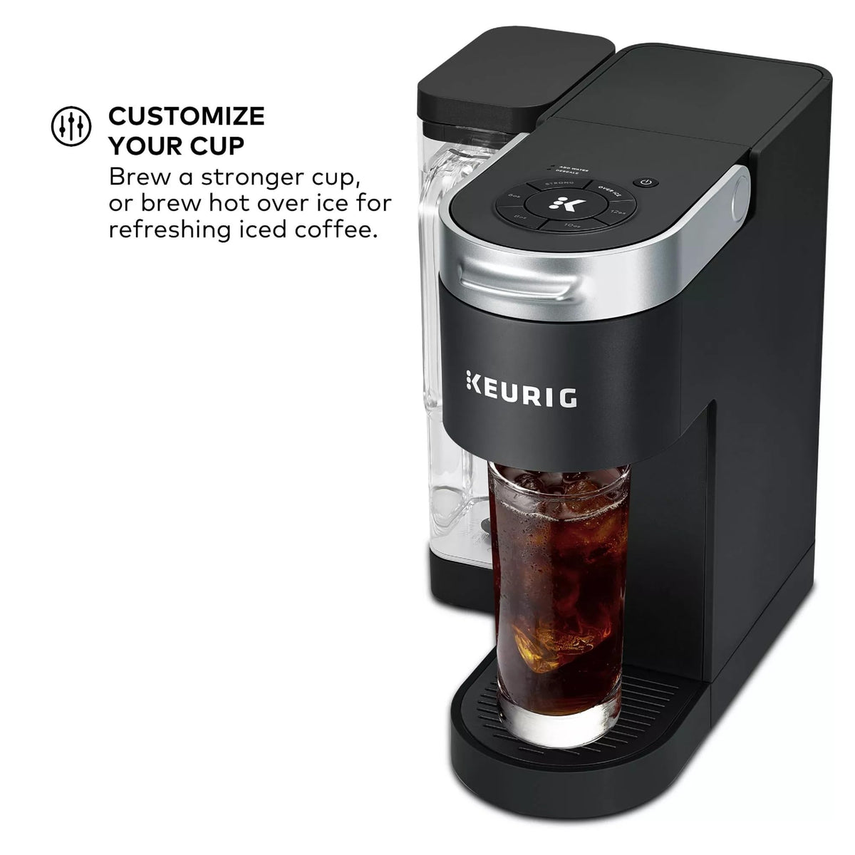 Single Serve K-Cup Pod Coffee Maker, 4 Brew Sizes, 66oz Removable Reservoir, Black Q901938