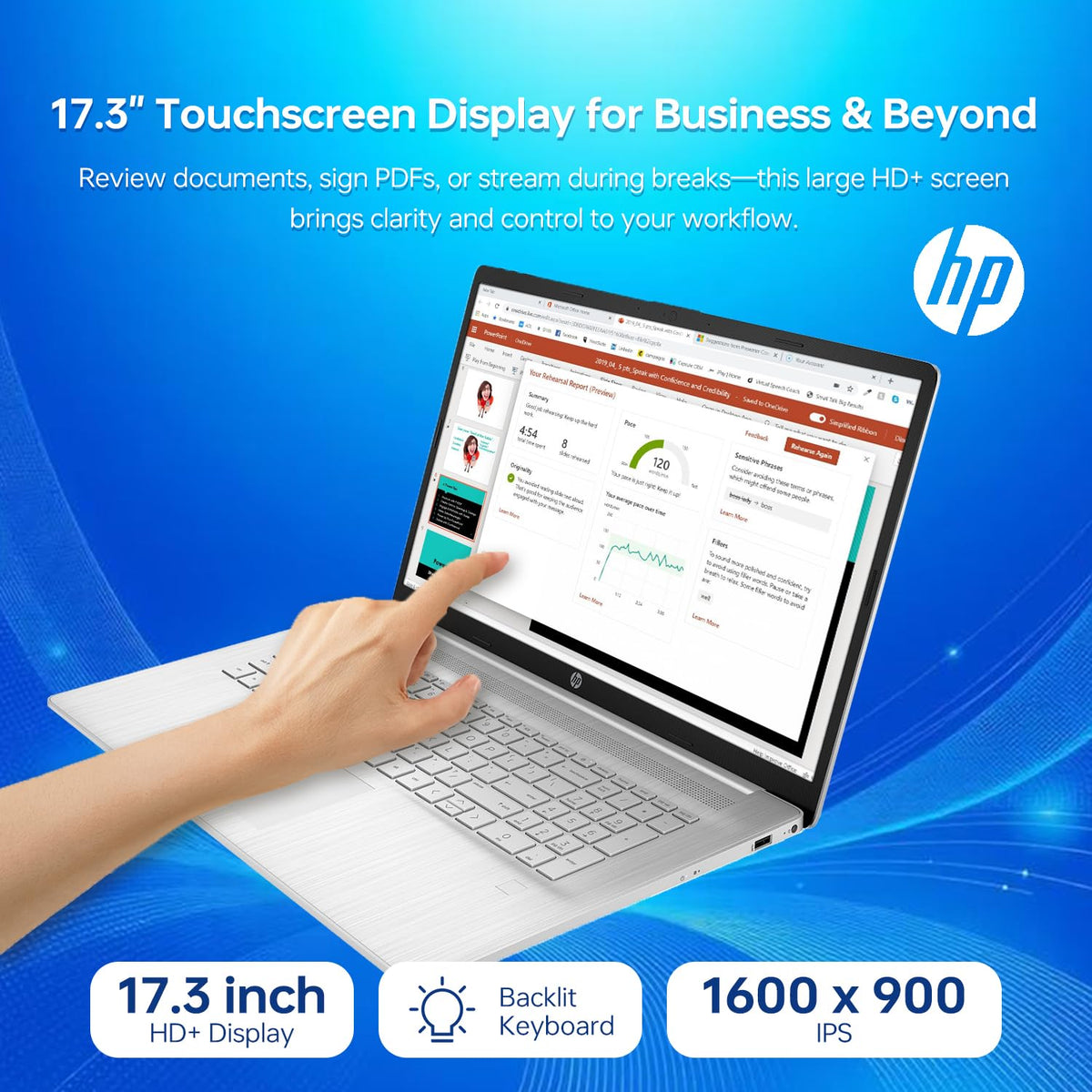 17.3" HD+ Touchscreen Laptop, Intel Core i7, 16GB RAM, 512GB SSD, Silver T624399