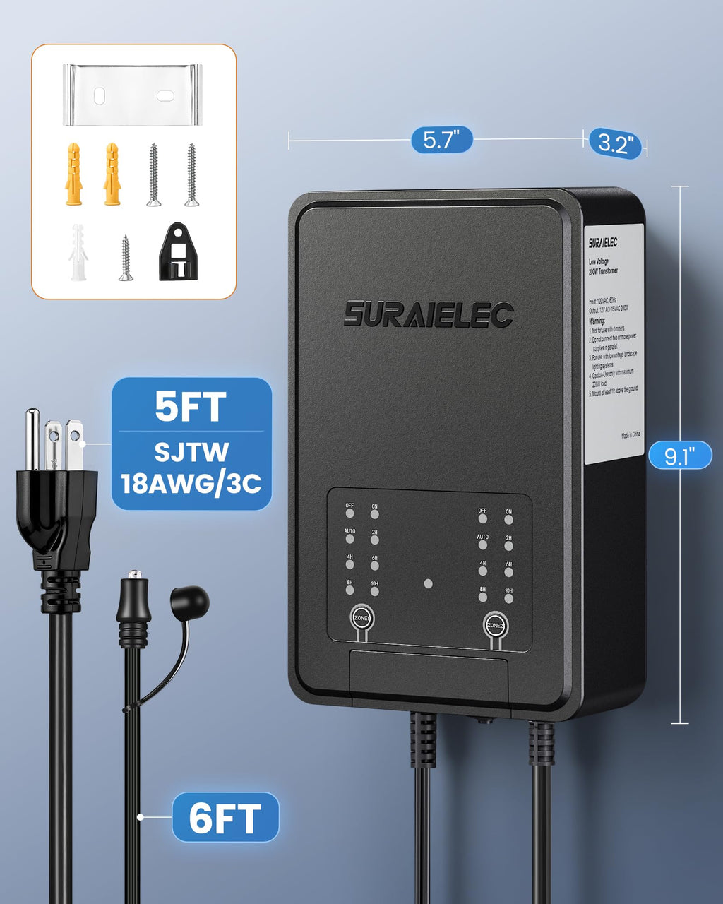200W Low Voltage Landscape Transformer with Timer F92489