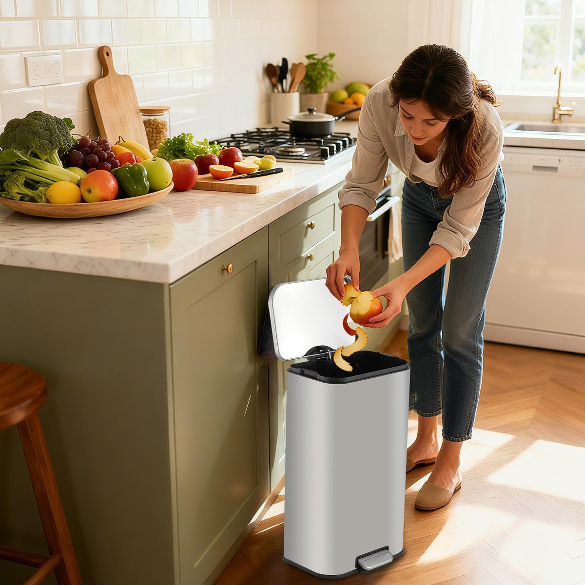 13.2 gal Stainless Steel Step Trash Can N564