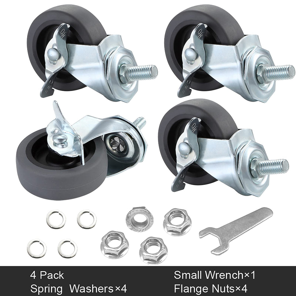 3" Locking Swivel Threaded Stem Casters Set of 4 L641208