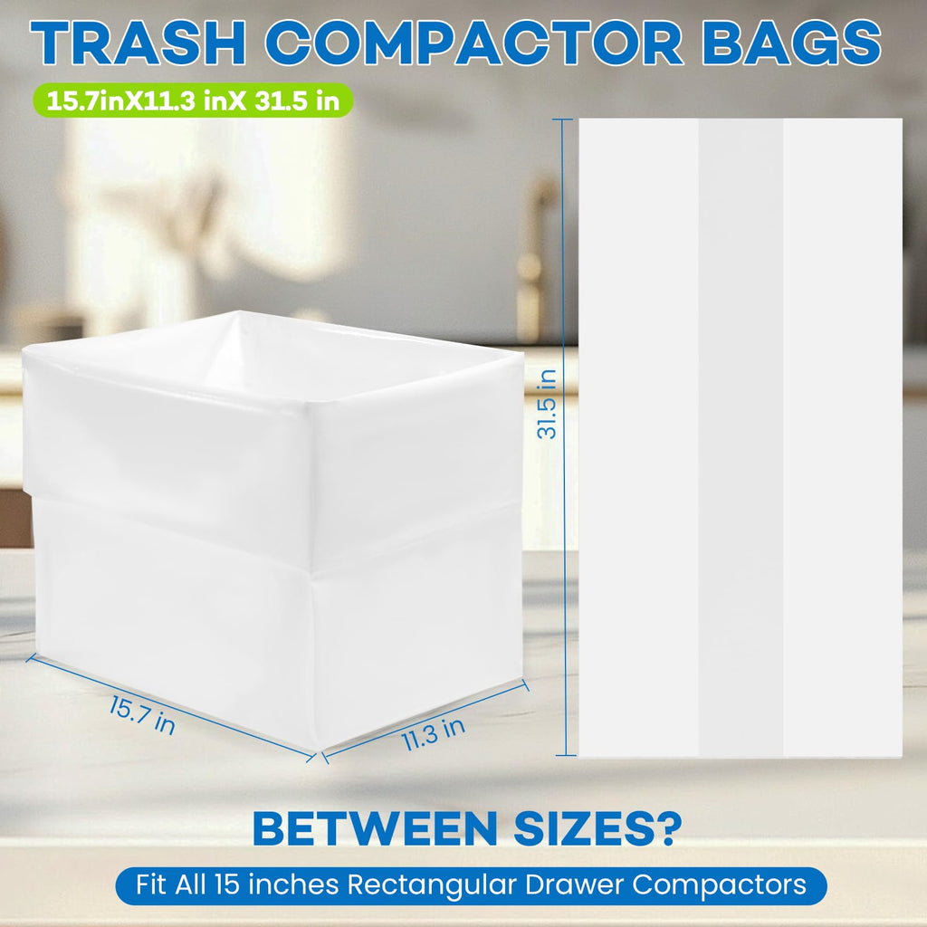 80-pack 2.6 mils White Trash Compactor Bags with Twist Ties D3226