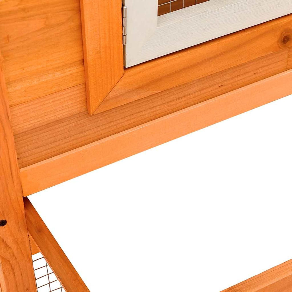 Large 2-Tier Wooden Rabbit Hutch with Weatherproof Roof N830578