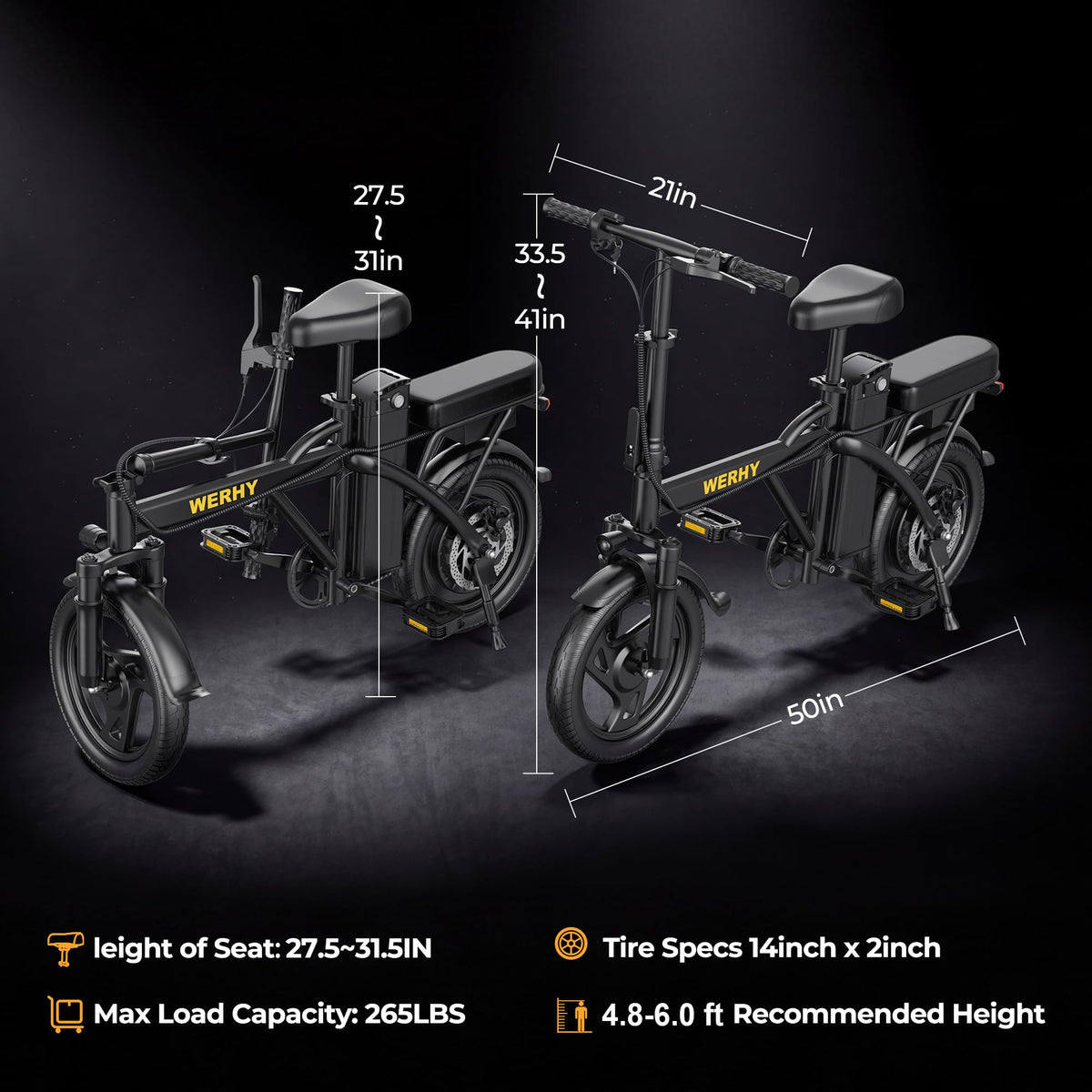 Electric Bike for Adults 750W Peak Motor 20 MPH Folding Ebike 14" X264637