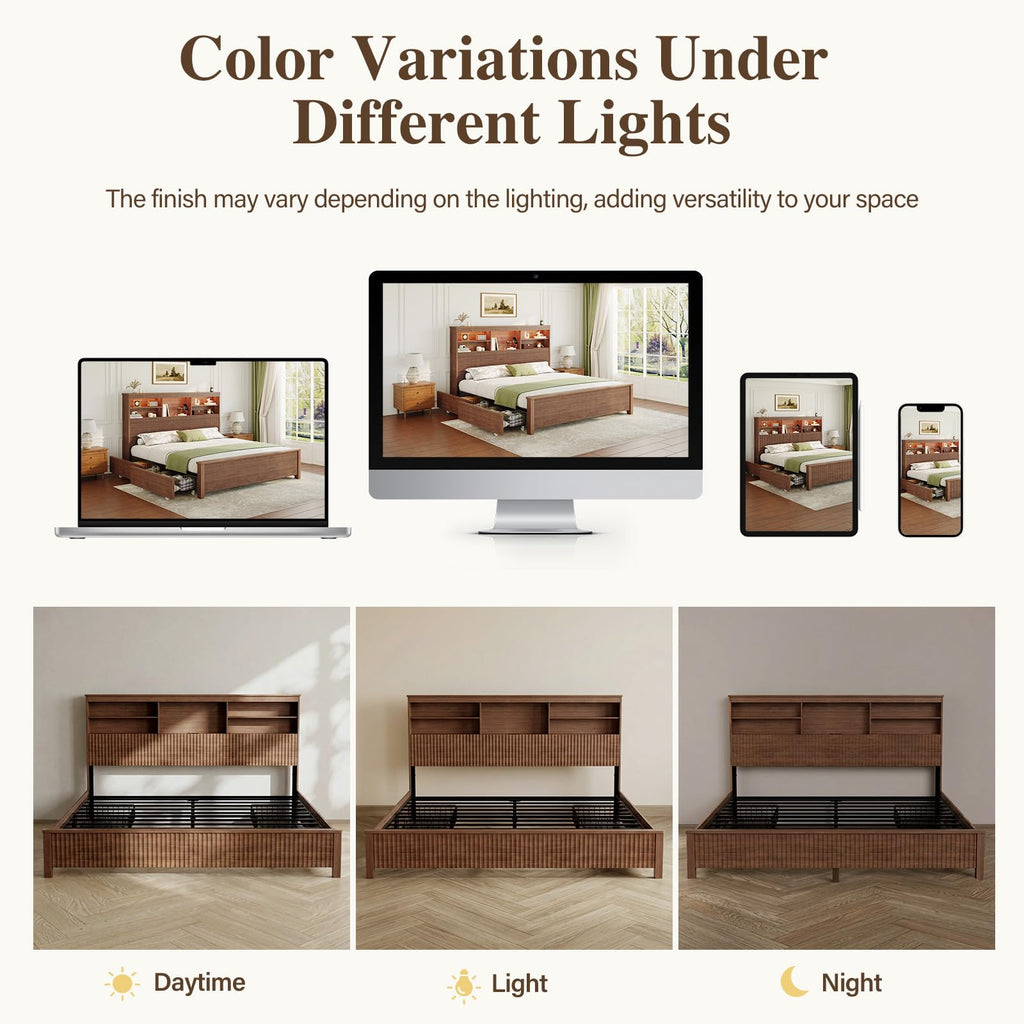 King Size Bed Frame with 4 Storage Drawers Y417984