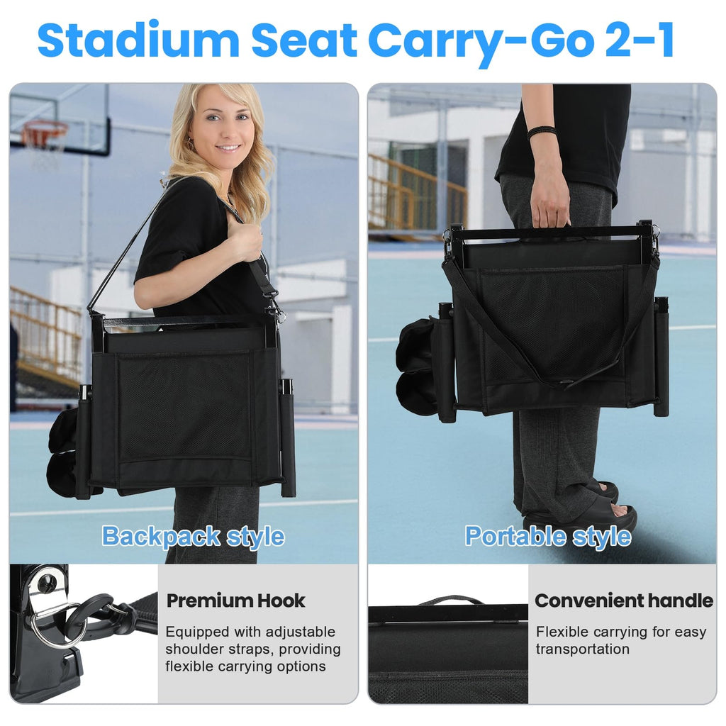 2 Pcs Folding Stadium Seats with Back Support & Cushion D16426