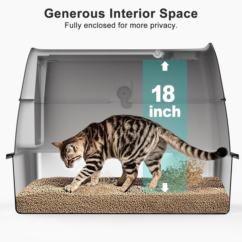 XL Stainless Steel Litter Box with Lid E364