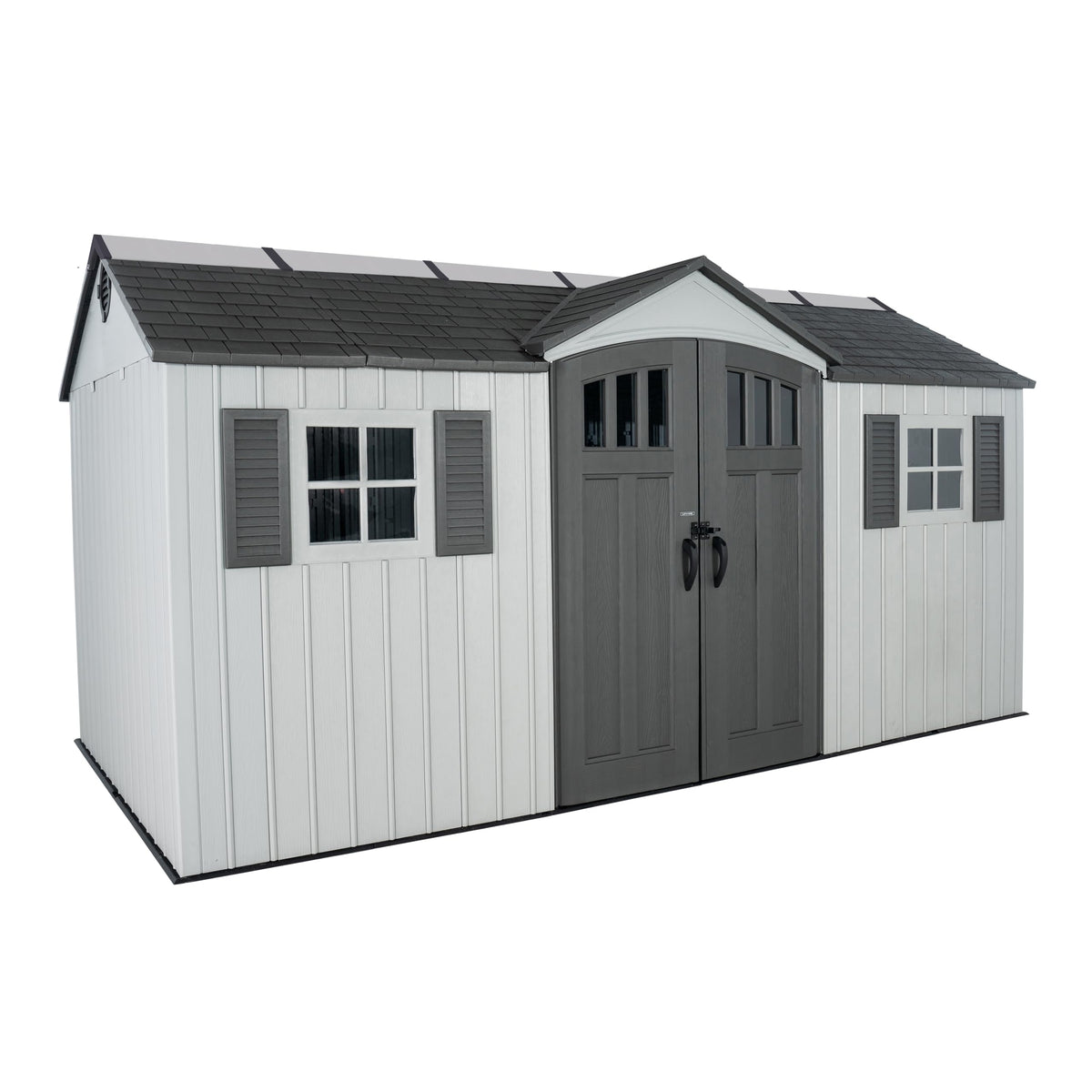 15x8 Ft Gray Resin Outdoor Storage Shed with Lockable Doors B455021
