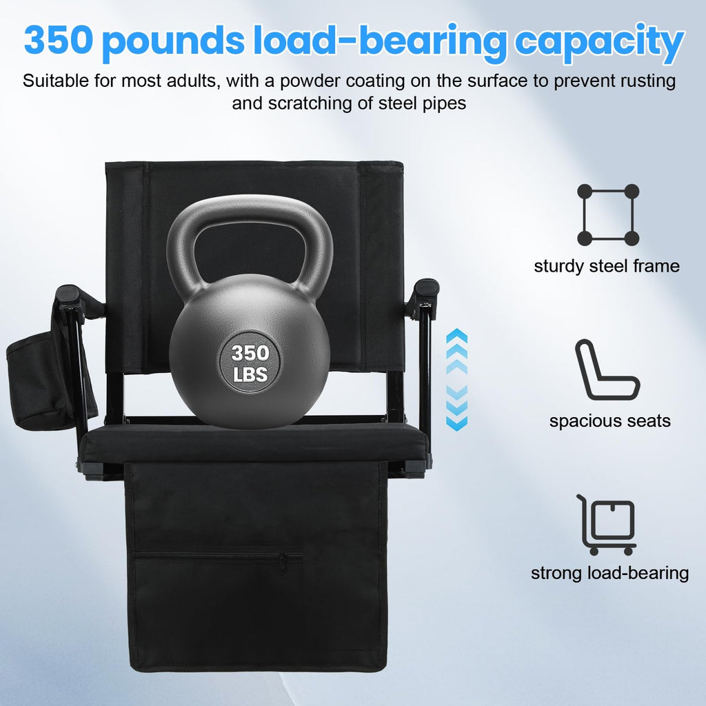 2 Pcs Folding Stadium Seats with Back Support & Cushion D16426