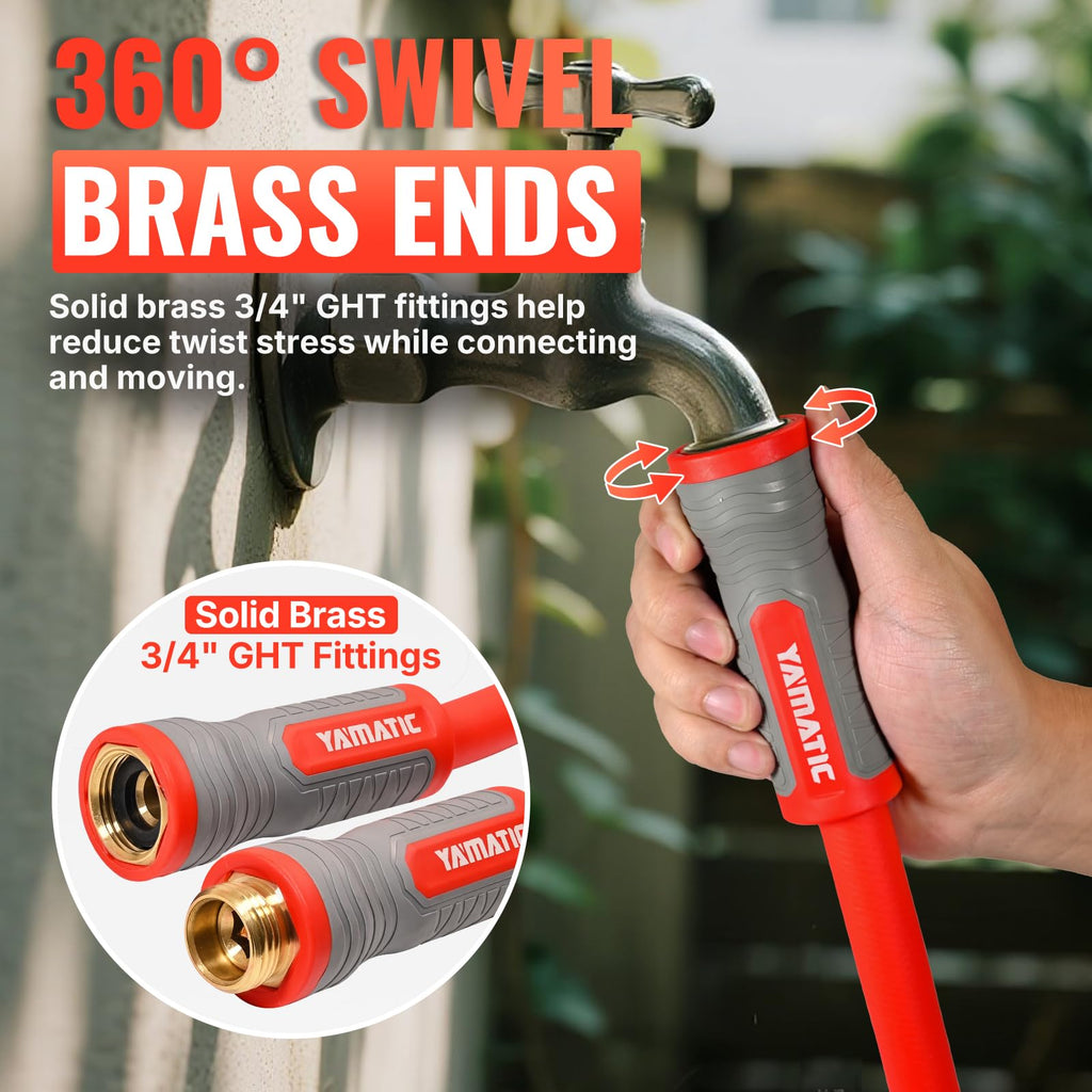 100FT 5/8" Garden Hose Brass Swivel Handle 600 PSI Q487648