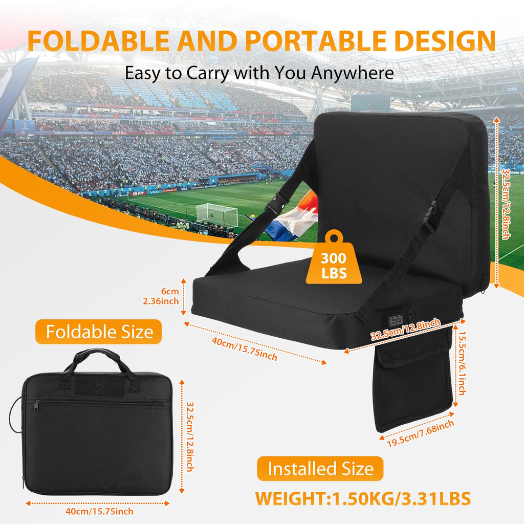 Heated Stadium Seat Cushion with Back 2 Pack I867494