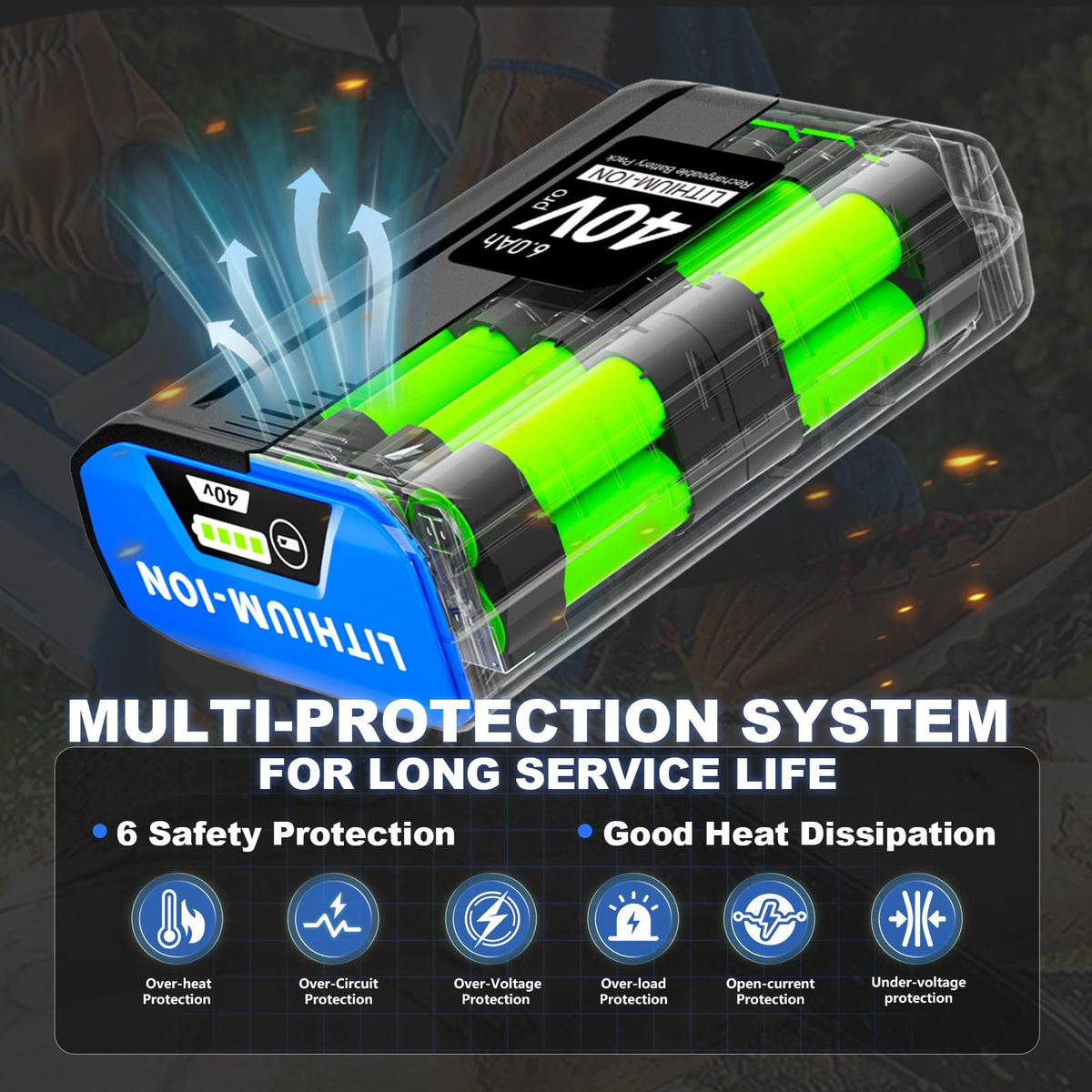 40V 6.0Ah Rechargeable Lithium Ion Battery C328929