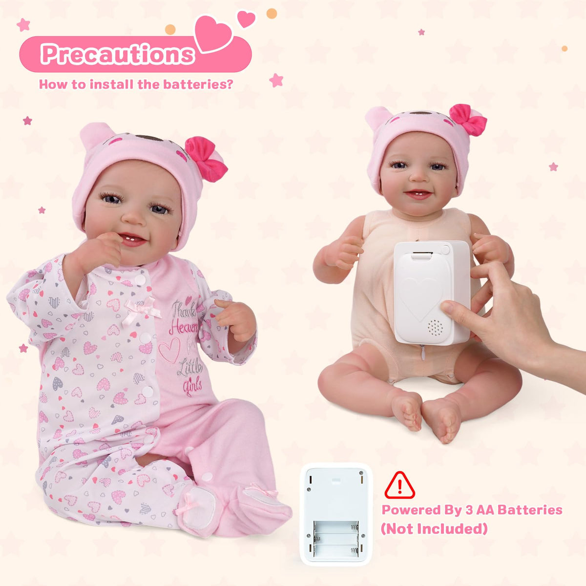 Reborn Baby Dolls with Heartbeat, Coos & Breathing T443387