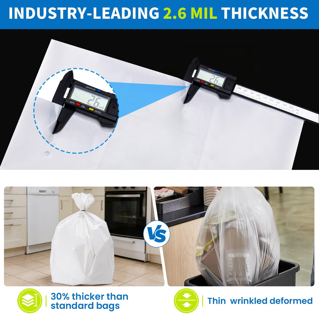80-pack 2.6 mils White Trash Compactor Bags with Twist Ties D3226