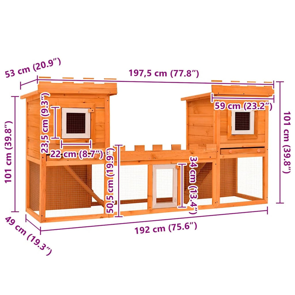 Large 2-Tier Wooden Rabbit Hutch with Weatherproof Roof N830578
