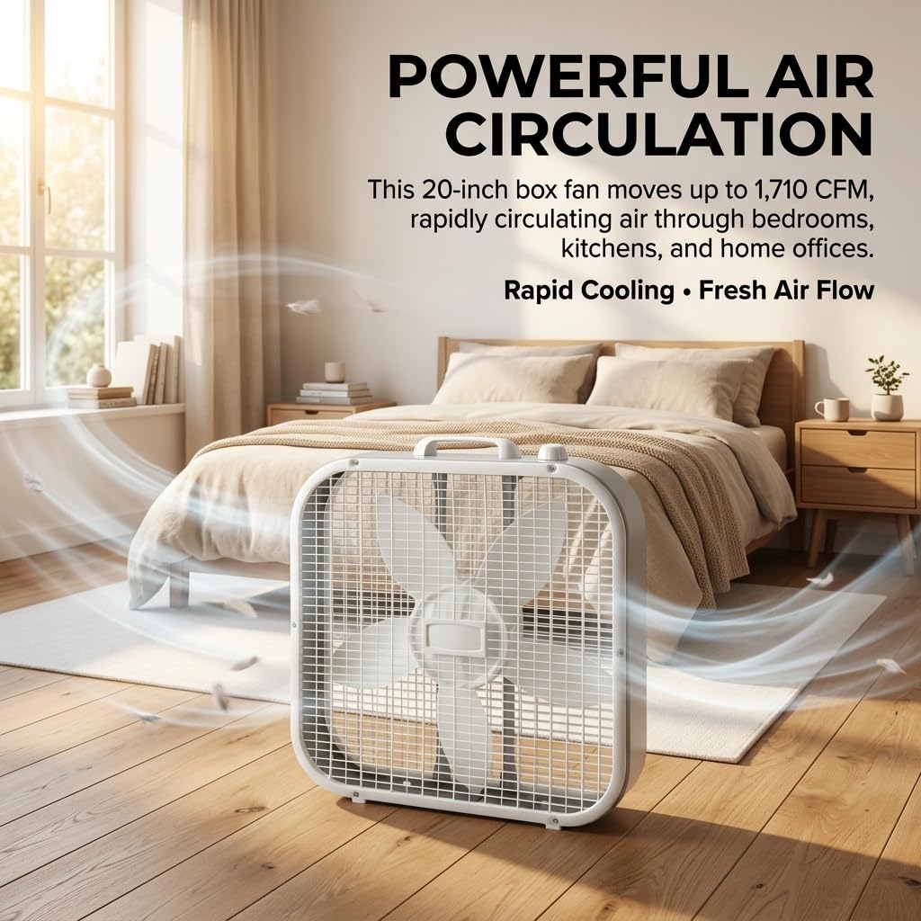 20 Inch 3-Speed Box Fan with Top Handle Z85034