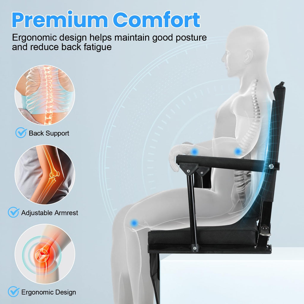 2 Pcs Folding Stadium Seats with Back Support & Cushion D16426