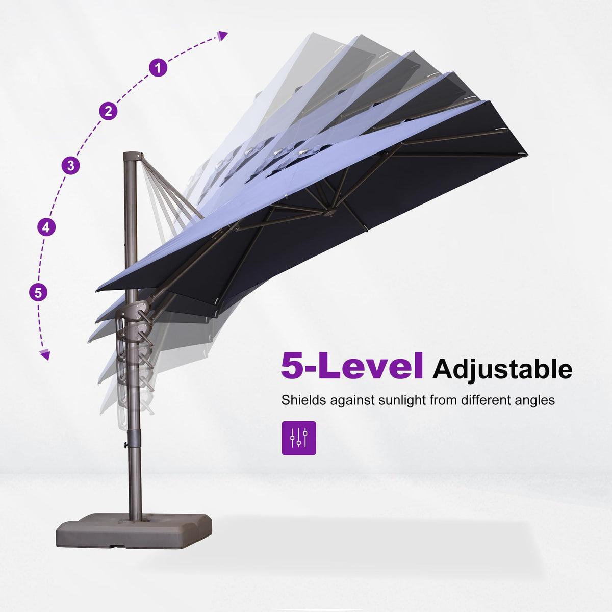 Navy Blue 8' X 8' Cantilever Umbrella with Base N8553