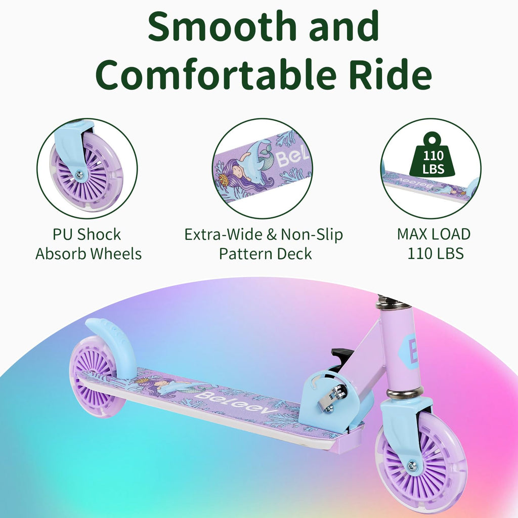 2 Wheel Folding Lightweight Kick Scooter with Light-Up Wheels M6682