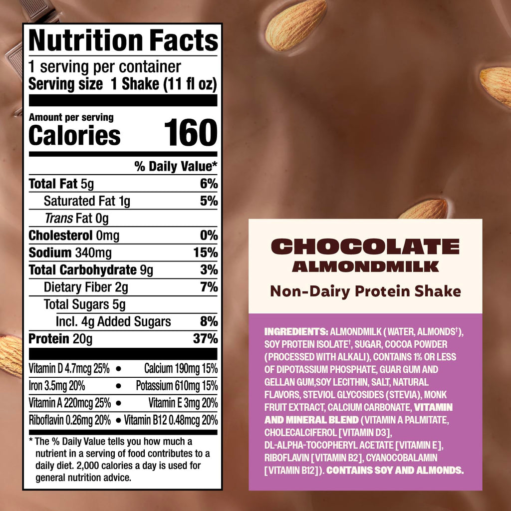 Chocolate Almondmilk Protein Shake 20g Protein 12 Pack V54955