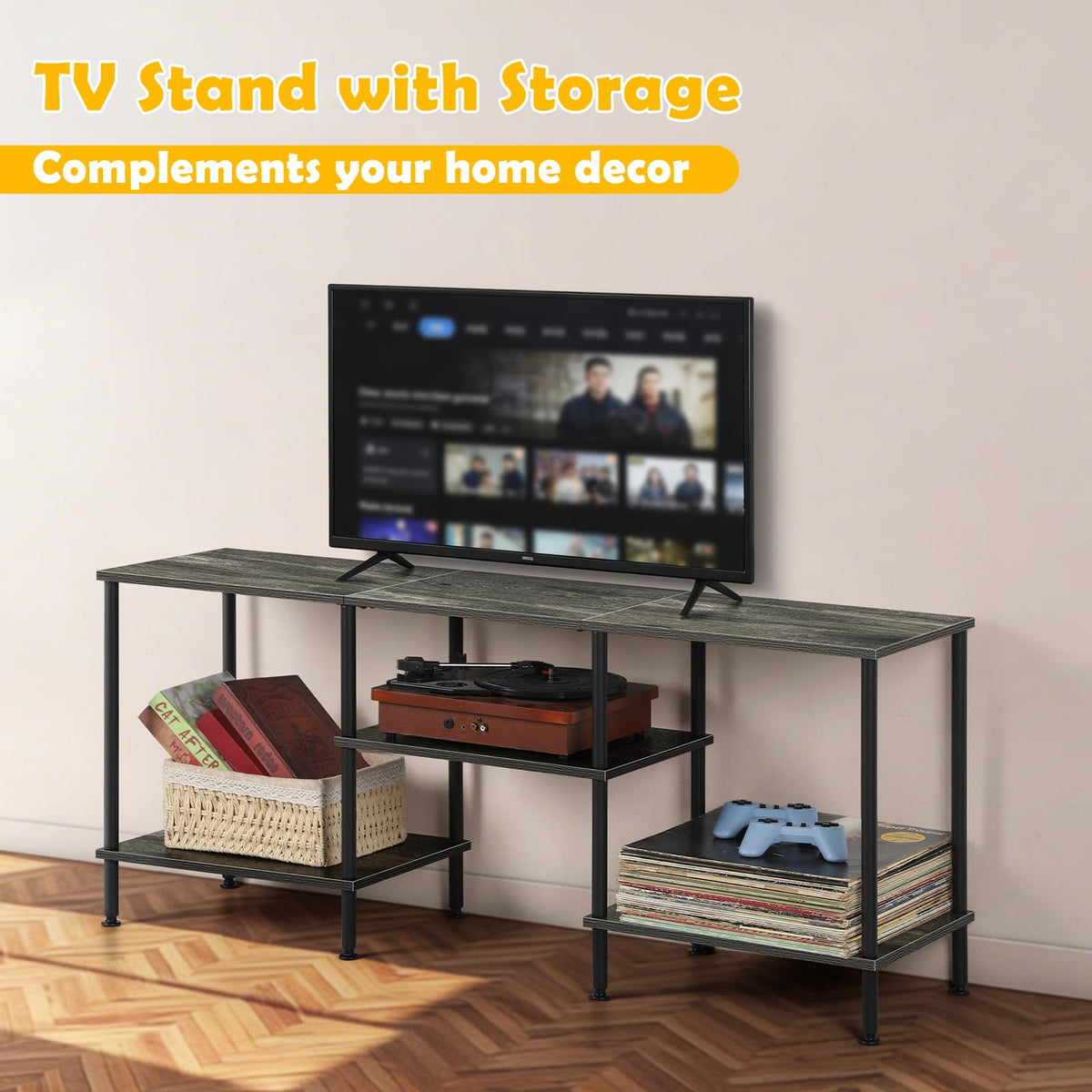 50 Inch Dark Grey TV Stand with Storage T73962