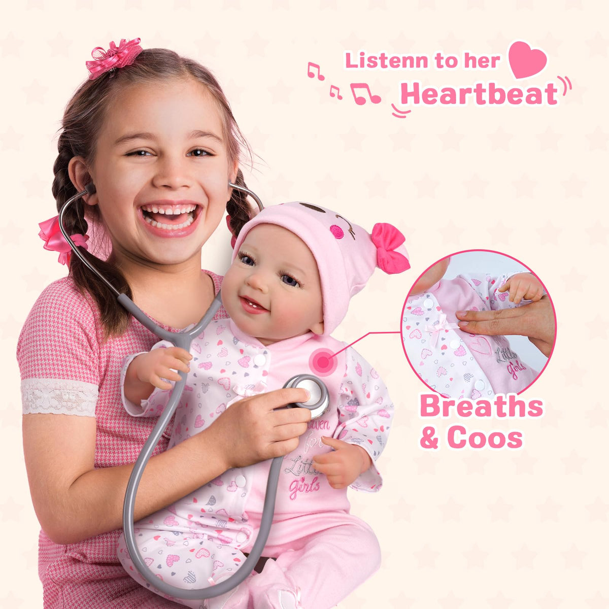 Reborn Baby Dolls with Heartbeat, Coos & Breathing T443387
