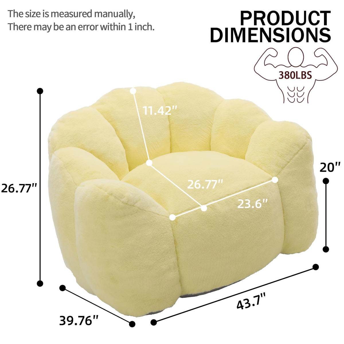 Yellow Memory Foam Bean Bag Chair W2460