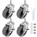 3" Locking Swivel Threaded Stem Casters Set of 4 L641208