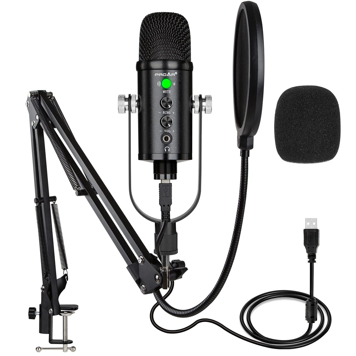 USB Condenser Microphone Kit with Boom Arm R124