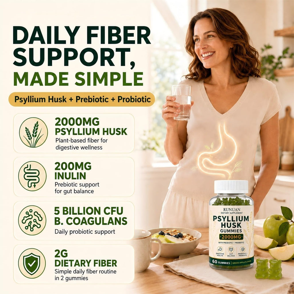 Sugar Free Psyllium Husk Gummies 2000mg 60 Count X9525
