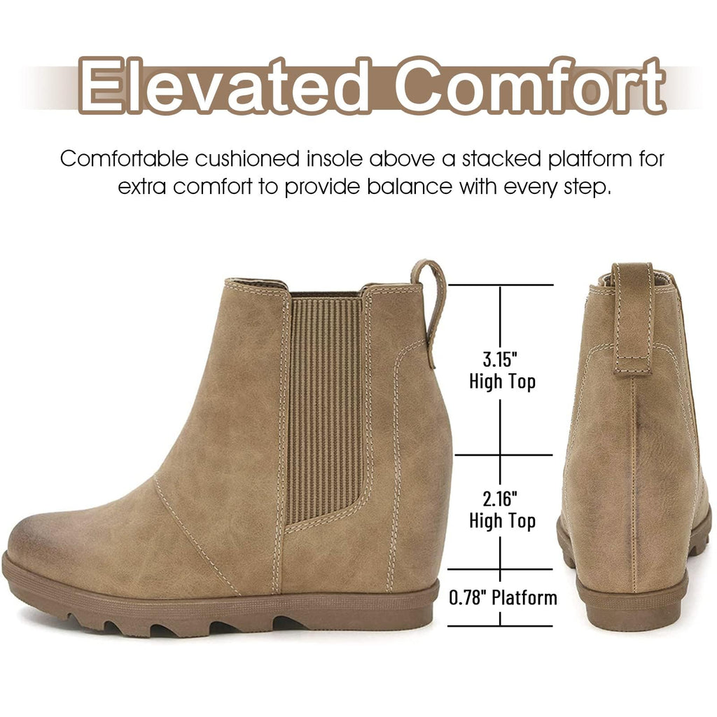Women's Hidden Heel Chelsea Ankle Wedge Boots A617