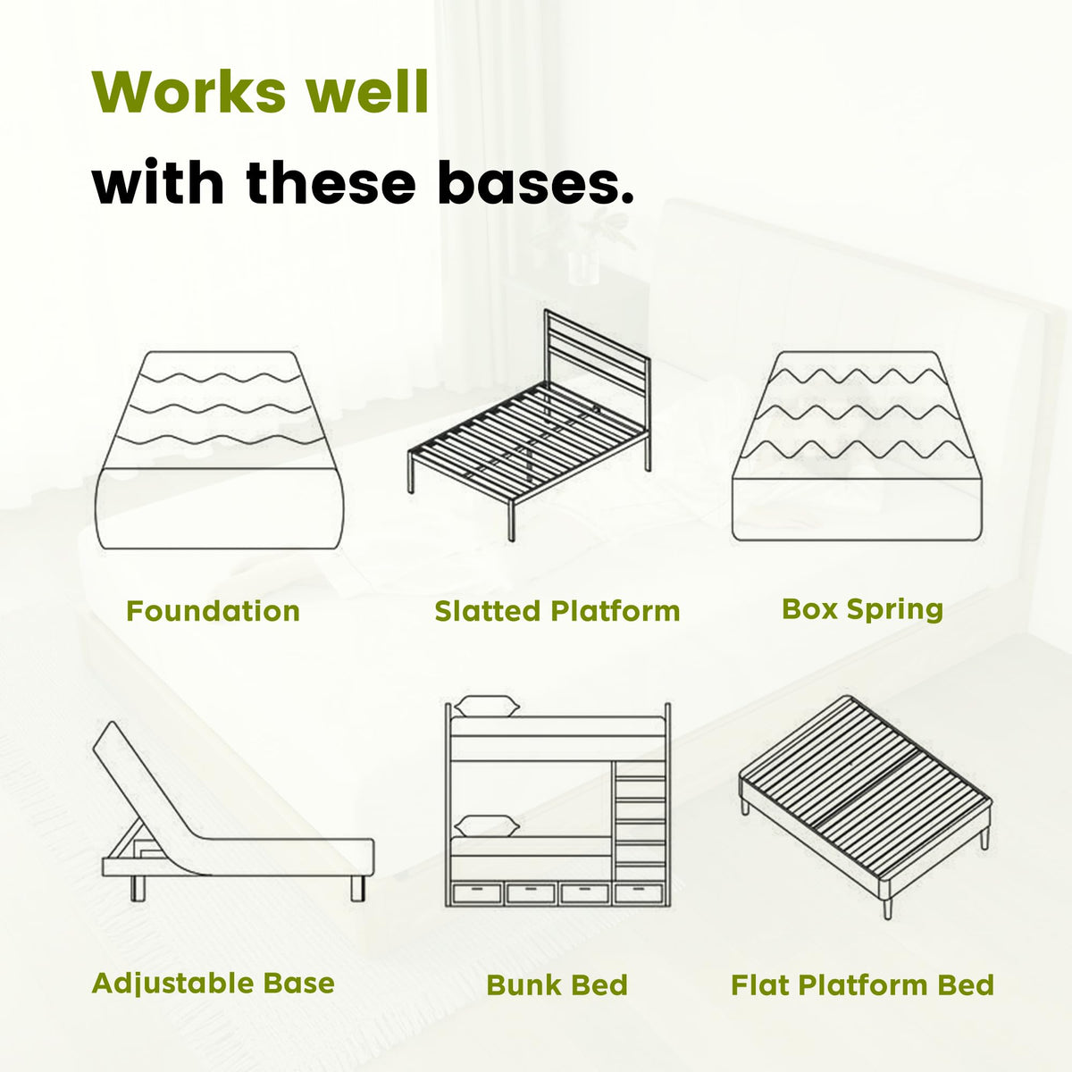 6 Inch Green Tea Gel Memory Foam Mattress B8427