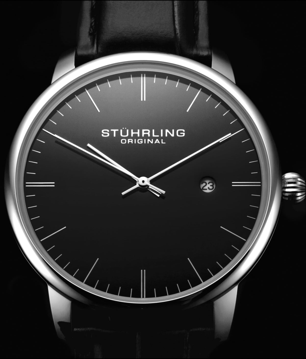 Men's 40mm Ultra Slim Leather Strap Quartz Analog Dress Watch T2890