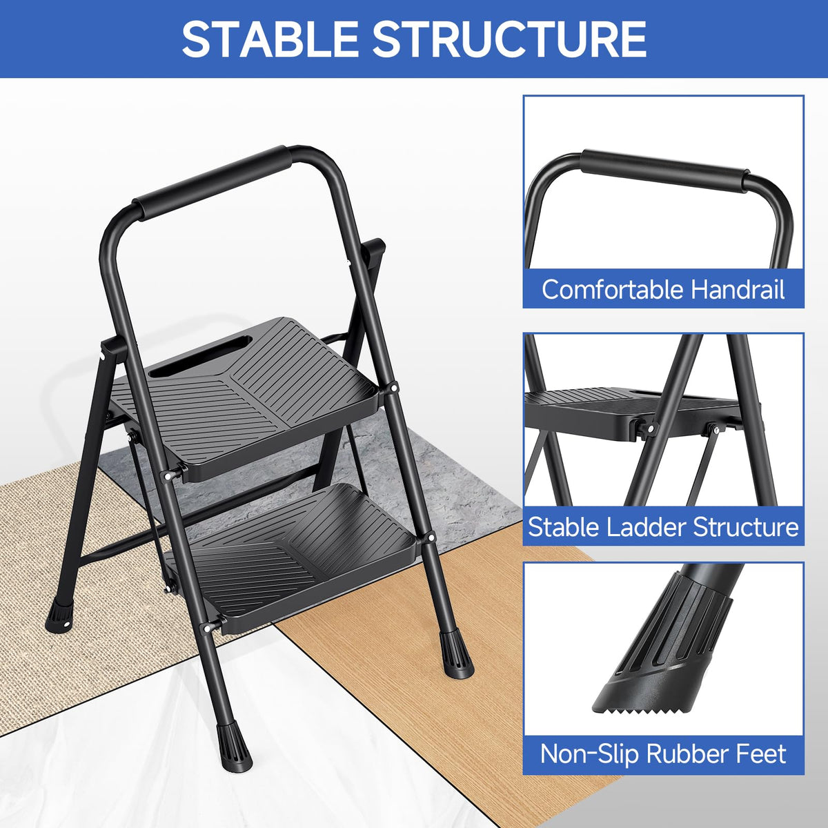 2 Step Ladder with Anti-Slip Pedals B832239