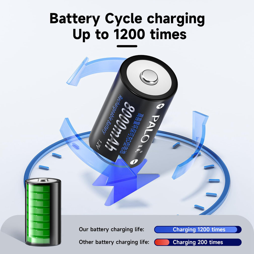 Rechargeable D Batteries with Charger C913