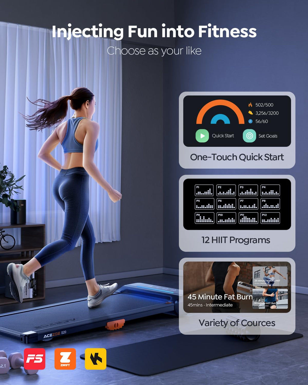 Walking Pad Treadmill with 10% Incline E72408