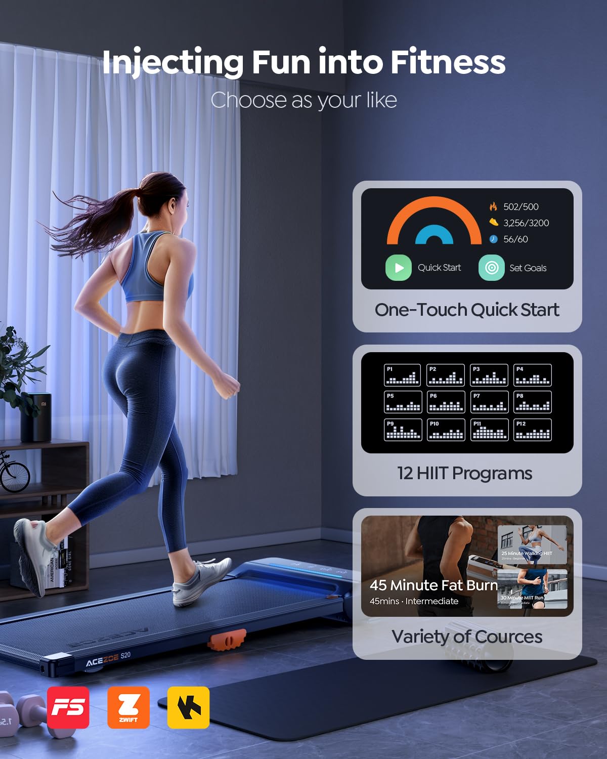 Walking Pad Treadmill with 10% Incline E72408